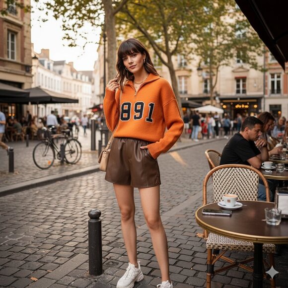 NWT J.ING Jing Pumpkin Color 1890 Print Collared Sweater One Size - Picture 1 of 11